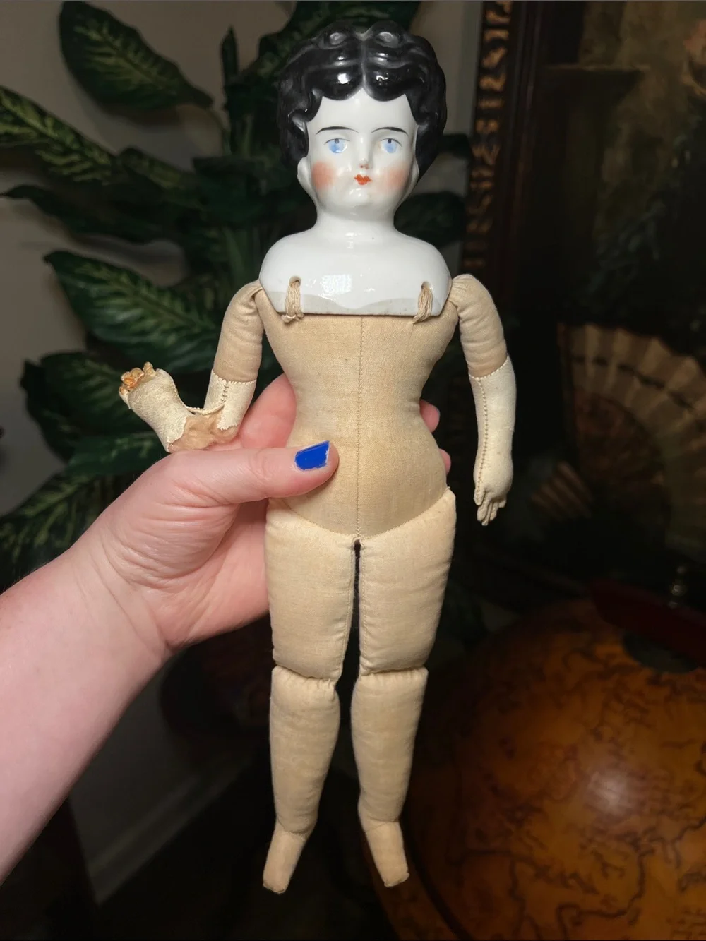 Antique Late 1800s German Handpainted China Porcelain Doll with Outfit